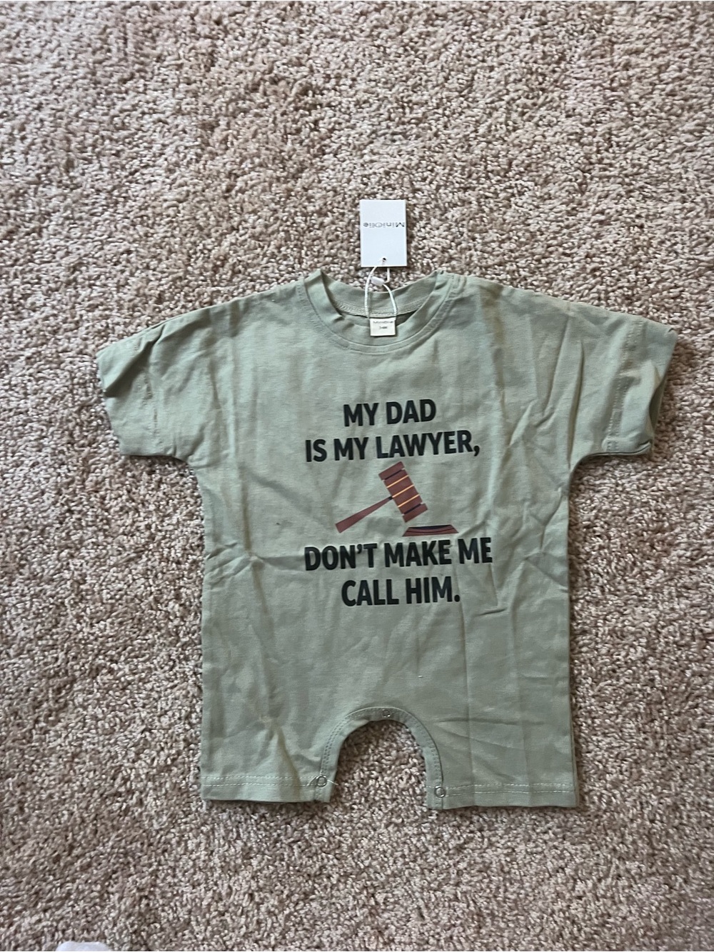 Olive Green Graphic Baby One-Piece - My Dad Is My Lawyer